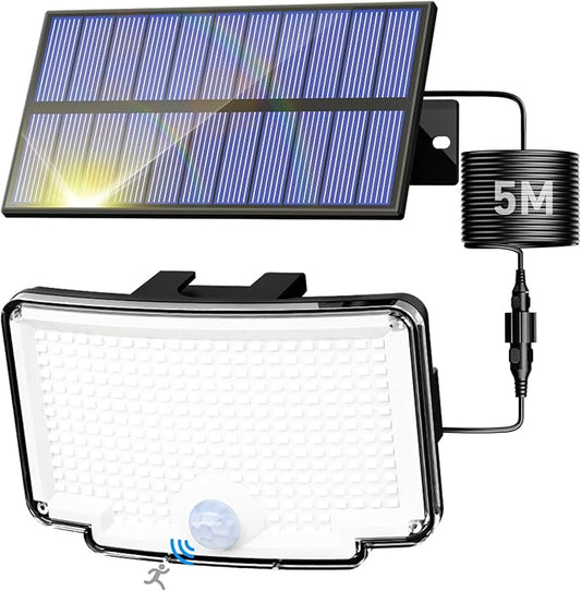 Peasur Solar Motion Lights Outdoor, 318 LED Solar Security Light with 3 Modes, IP65 Waterproof Powered Flood Lights for Outside Garden Patio Garage Yard Backyard Peasur