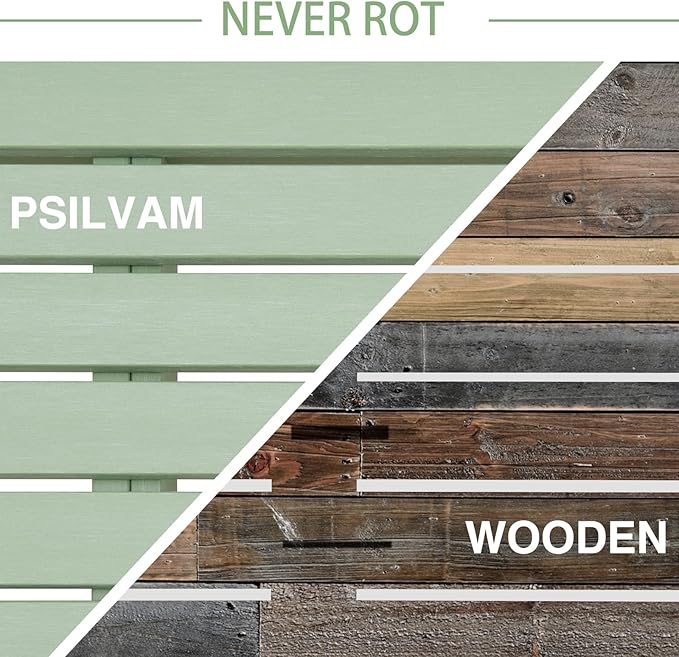 Psilvam Outdoor Bench, Two Person Poly Lumber Porch Bench, Weatherproof Garden Bench That Never Rot and Fade, All-Weather Patio Bench Suit for Garden, Porch, and Park (Green) PsilvamGardenFurniture