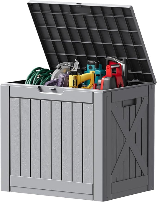 Devoko 40 Gallon Deck Box Outdoor Storage Box Waterproof for Patio, Large Outdoor Storage Bench Lockable for Outside (Gray, 40 Gallon) DEVOKO