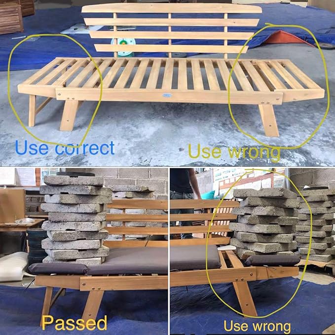 Tangkula Convertible Acacia Wood Patio Couch Sofa Bed with Adjustable Armrest, Outdoor Daybed with Cushion & Pillows, Outside Folding Futon Sofa Couch Bench for Porch, Courtyard, Poolside & Garden TANGKULA