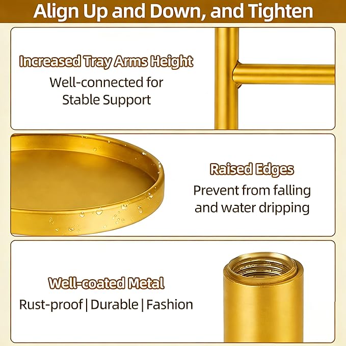 Rotating Window Plant Shelves with Adjustable Knobs, 4 Tiers Metal Wall Shelf for Plants Indoor, Sturdy Hanging Plant Holder, Window Wall Decor & Gardening Gifts (Golden) Rootora