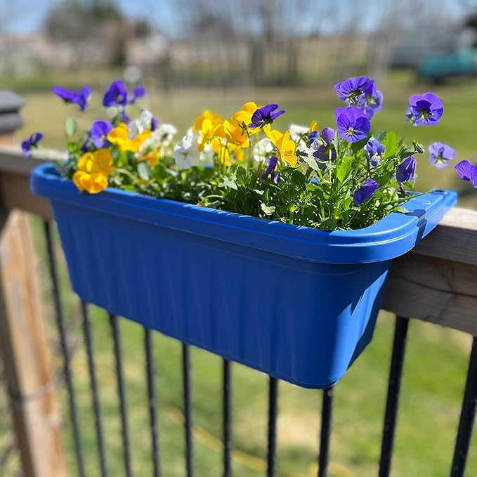Apollo Exports International 20" Adjustable Railing Planter, Blue Apollo+Exports+International