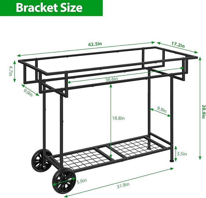 YBING Elevated Raised Garden Bed with Legs Outdoor Mobile Herb Garden Planter with Storage Shelf 6 Pocket Patio Raised Planter Boxes on Wheels Elevated Flower Bed 42x17x30in Green YBING