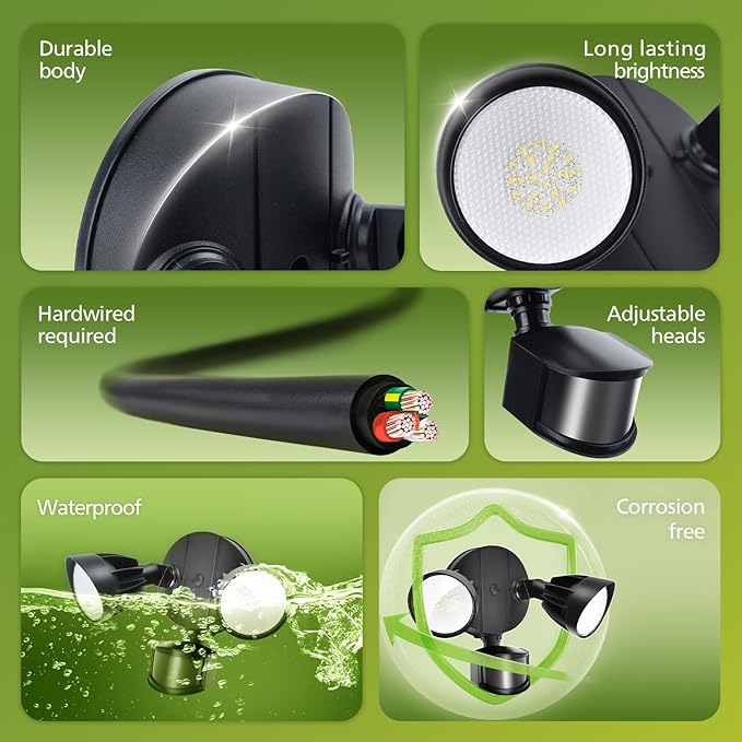 Philips 44W 4200 lm LED Security Light Outdoor w/PIR Motion Sensor, 5000K Daylight Flood Light, Waterproof, Dusk to Dawn, 2 Heads, 4 Modes PhilipsLightingLED