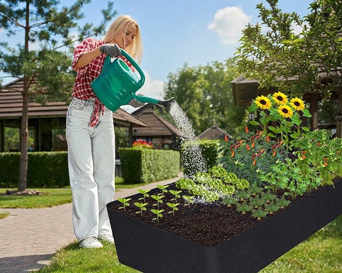 KLEWEE Fabric Raised Garden Bed, 128 Gallon 6 x 3FT Garden Growing Bags for Planting Vegetables, Flowers and Herbs, Breathable Plant Bed Large Grow Planter Bags 8 Grids KLEWEE
