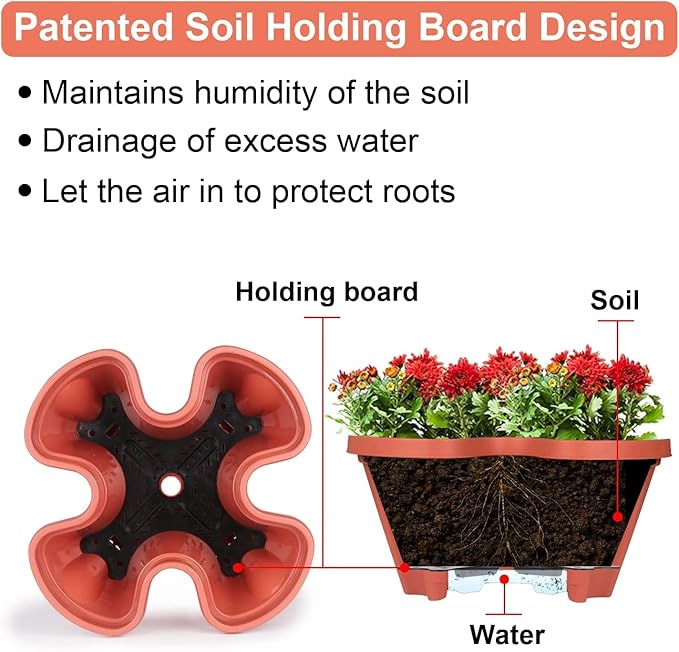 Vertical Planter 4 Tier Stackable Planters Garden Planters Strawberry Herb Flower and Vegetable Planter Indoor Outdoor Gardening Pots with Removable Wheels and Tools GameXcel
