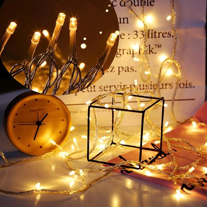 LJLNION 300 LED String Lights Outdoor Indoor, Extra Long 98.5FT Christmas Lights, 8 Lighting Modes, Plug in Waterproof Fairy Lights for Wedding Party Bedroom Decorations (Warm White) LJLNION