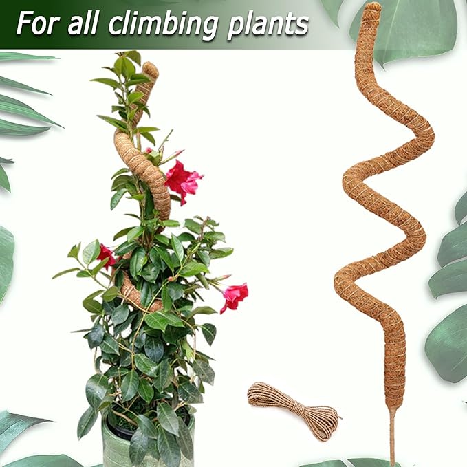 Moss Pole for Plants Monstera, 59 Inch Tall Bendable Moss Poles for Climbing Plants Indoor, Large Handmade Plant Pole Sticks, Coco Coir Plant Support Stakes for Potted Plants, Pothos Soupiar