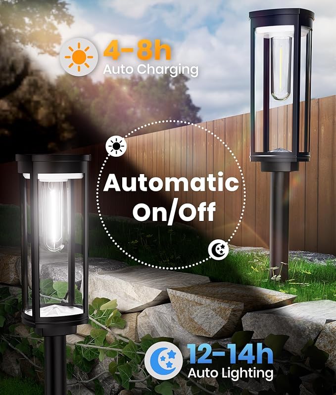 Solar Pathway Lights Outdoor Waterproof 4 Pack Upgraded Solar Walkway Landscape Lighting Outside Driveway Lights,Auto On/Off for Yard Lawn Patio (Cool White) Professionalproductionofsolarlightsoutdoor%EF%BC%9A%EF%BC%89