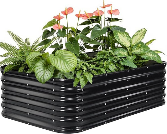 5×3×1.4FT Galvanized Raised Garden Bed Outdoor, Metal Raised Garden Bed Kit, Large Planter Raised Beds, 4 In1 Modular Raised Planter Box Outdoor,Raised Beds for Gardening for Vegetables Flowers Herbs TwentyNext