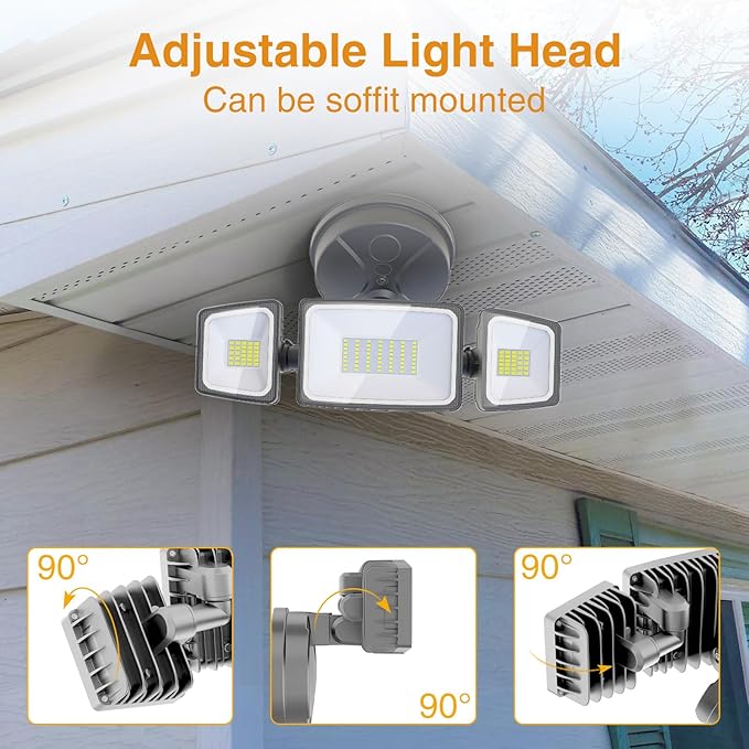 Onforu 75W LED Security Light, 7000LM Brightness Outdoor Flood Light Fixture Switch Controlled, IP65 Waterproof, 6500K White Wall Mount Exterior Security Floodlight for Eave, Yard, Garage, Porch Onforu