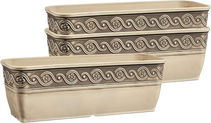 Classic Home and Garden Corinthian Trough, 10", Ivory Ash (Pack of 3) ClassicHomeandGarden