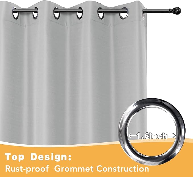 HolidayIdeas Extra Wide Outdoor Curtains for Patio Waterproof, 2 Panels - 110 x 84 Inch - Privacy & Light Filtering Curtains Grommet Outside Curtains for Porch, Gazebo, Pergola, Backyard (Silver) HolidayIdeas