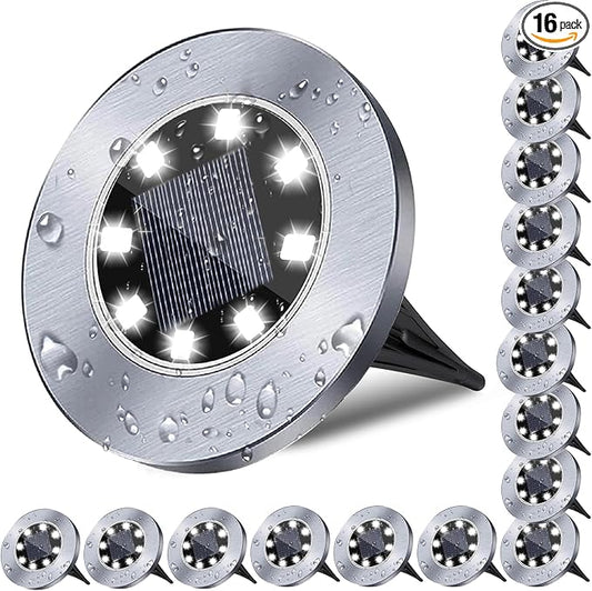 Solar Ground Light, Waterproof Solar Garden Lights, Upgraded Outdoor Garden Waterproof Bright in-Ground Light, Landscape Lights for Pathway,Yard,Deck,Lawn,Patio,Walkway Rayolon