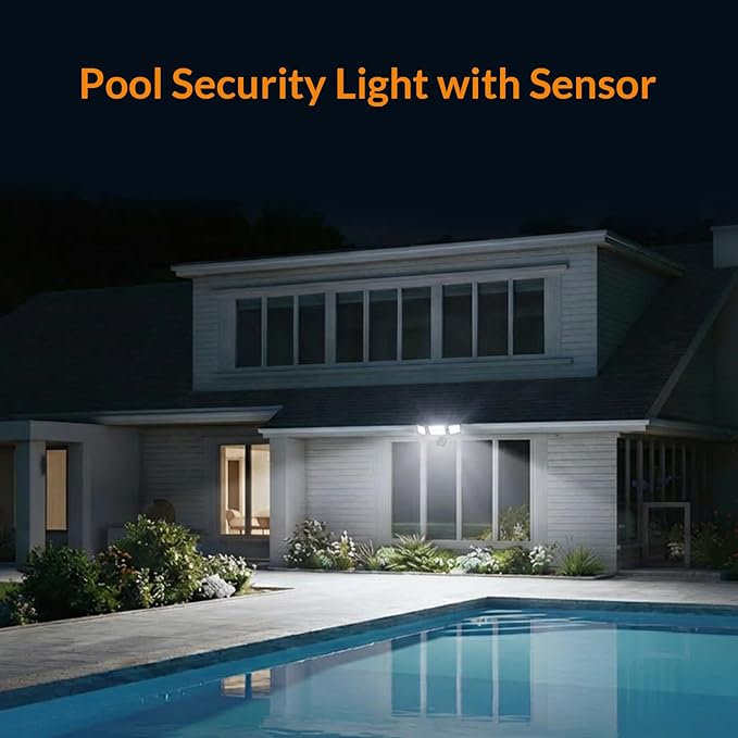 LEPOWER LED Motion Sensor Security Lights, 3 Head Motion Detected, 38W, 4200LM, Waterproof IP65, 5500K, Full Metal for Outdoor, Garage, Porch, Yard (Black) LEPOWER