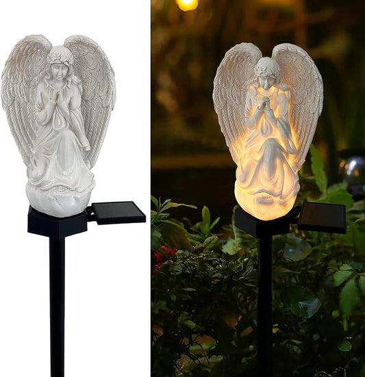 Solar Garden Angel Lights, Waterproof Outdoor Garden Angels Statue Decorations Angel Solar Lights for Cemetery Gravesite Grave Outside Yard Patio Lawn Porch LAIAMER