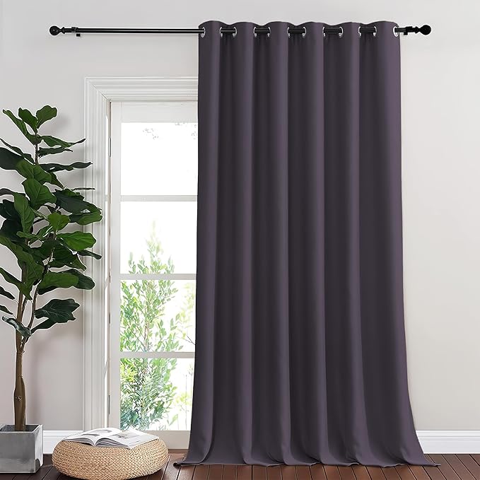 NICETOWN Blackout Sliding Glass Door Curtains, Room Darkening Thermal Insulated Curtains for Living Room Bedroom, Extra Wide Window Drapes, 1 Panel, W80 x L118, Greyish Purple NICETOWN