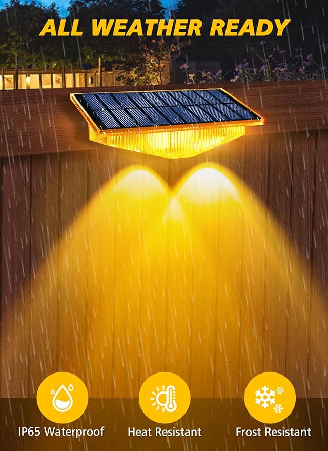 Solar Fence Lights Outdoor - 3000K/4000K/6000K 3 Color Modes, IP65 Waterproof Fence Lights Solar Powered Outdoor, Solar Powered Wall Light for Outside Porch Step Wall Stair Patio Yard (12 Pack) CREPOW