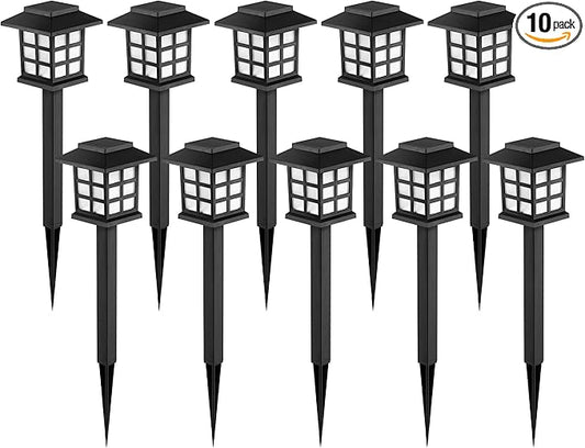 GIGALUMI Solar Outdoor Lights，10 Pack LED Solar Lights Outdoor Waterproof, Solar Walkway Lights Maintain 10 Hours of Lighting for Your Garden, Landscape, Path, Yard, Patio, Driveway GIGALUMI