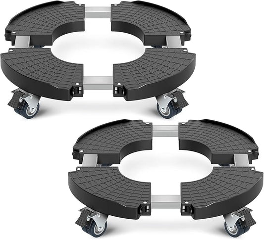 sanyi Plant Caddy with Wheels, 2 Pack 8-21" Adjustable Rolling Plant Stands with Wheels Heavy Duty Large Plant Potted Trolley Dolly Cart Garden Tower Pot Greenstalk Vertical Planter Umbrella Base sanyi