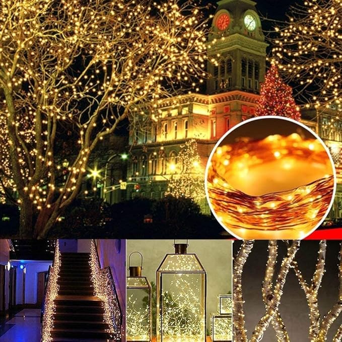 Joomer Solar Fairy Lights, 4-Pack Total 104FT 320LED Solar String Lights Outdoor Waterproof 8 Lighting Modes for Patio Fence Party Garden Yard Home Holiday Tree Outdoor Decoration (Warm White) Joomer