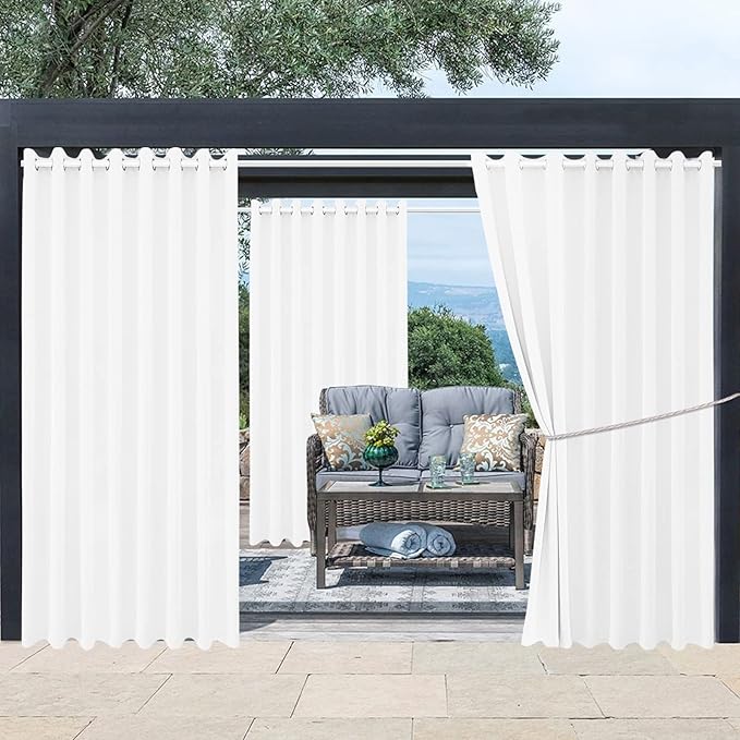 Waterproof Outdoor Curtain W105 x L108 - Grommet Top Sunlight Blocking Window Treatment Drapes Blackout Curtains for Home Bedroom Living Room Outdoor Patio Porch Pergola Cabana Gazebo (2 Panels) DivaenCamino