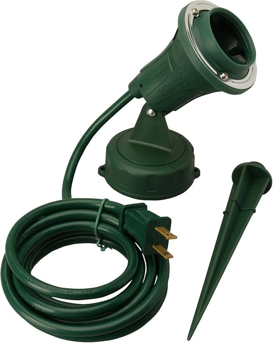 Woods Outdoor Floodlight Fixture With Stake (6-Feet cord; 120V; Green) Woods