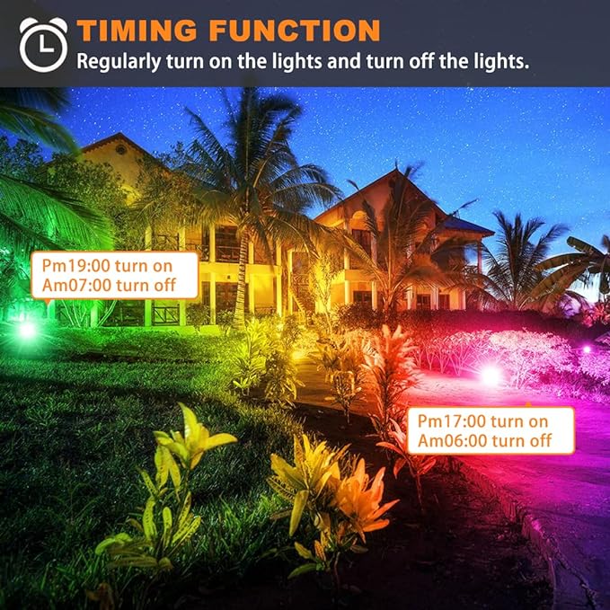 MELPO LED Flood Light Outdoor 800W Equivalent 8000LM Smart RGB Landscape Lighting with APP Control, DIY Scenes - Timing - Warm White 2700K - Color Changing Uplight, IP66 Waterproof US Plug (2Pack) MELPO