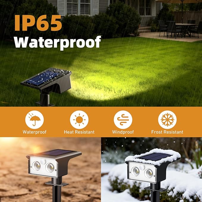 btfarm Solar Spot Lights Outdoor Waterproof, 12 Pack/3 Modes Motion Sensor Lights, Solar Powered Spotlights 2-in-1 Auto On/Off for Outside Pathway Yard Garden Landscape Lighting, Warm White btfarmdecorativelighting