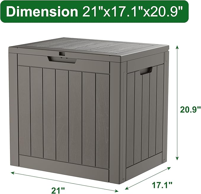 Outdoor Storage Box, Resin Deck Boxes Indoor and outdoor, Waterproof Storage Box Lockable Lid (Grey,35 Gallon) NBYSGO