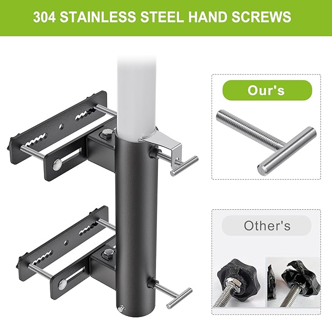 Heavy Duty Deck Railing Umbrella Holder, Adjustable Patio Umbrella Stand for 1-2 Inch Poles, Secure & Sturdy Railing Grille Mount, Maximizes Outdoor Space Lifeswell