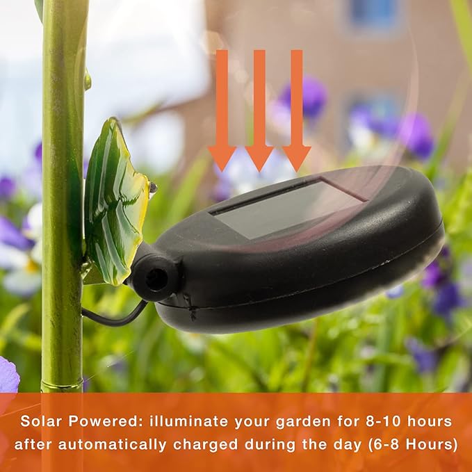 Crosslight Glass Flower Solar LED Waterproof Outdoor Garden Stake - Decorative Electronic Light Garden Decor for Yard, Lawn, Patio, Deck, Pathway, Pond, Backyard (Purple) Crosslight