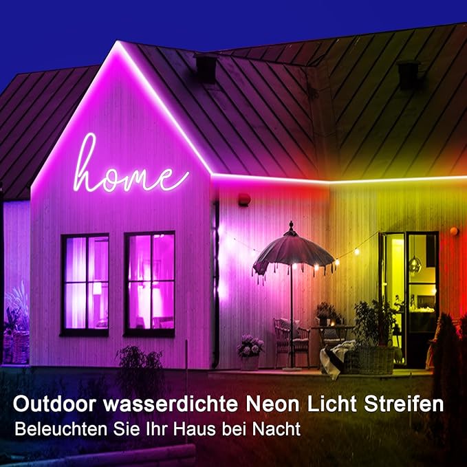 132FT Neon LED Rope Lights IP65 Waterproof LED Lights for Bedroom Flexible LED Light Strip with Remote/APP Control RGB Lighting Strip for Indoors Outdoors Bedroom Room Home Décor segrass