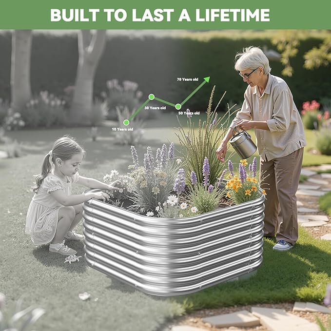4 Pack 2x2FT Corrugated Galvanized Steel Raised Garden Bed Outdoor, Metal Above Ground Garden Bed for Vegetables and Flowers, Raised Beds for Gardening-2x2FTx10Inch CATMANOR