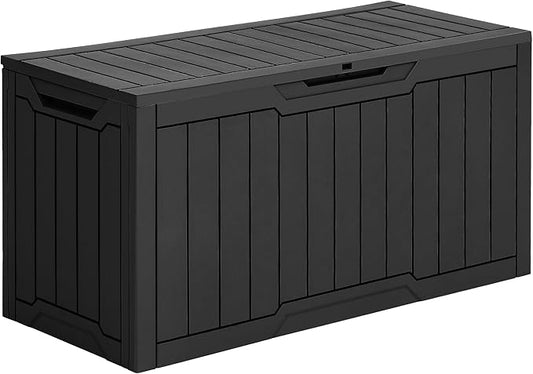 YITAHOME 80 Gallon Outdoor Storage Box, Large Water Resistant Resin Deck Box, Indoor Outdoor Lockable Storage Container for Patio, Garden, Cushions, Tools, Equipment (Black) YITAHOME