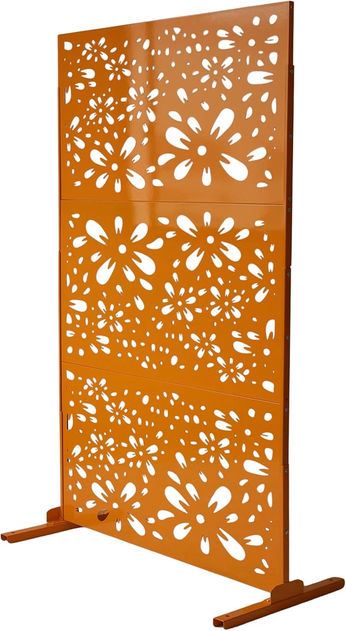 Oakland Living 6 ft. X 4 ft. Orange Freestanding Metal Privacy Screen Room Divider Oakland+Living
