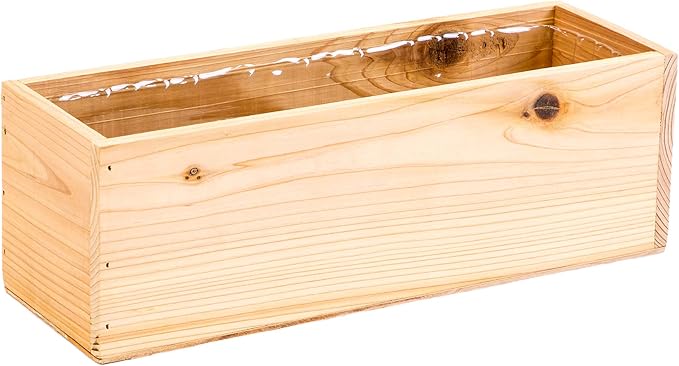 Wooden Planter Box, Rose Wood, Plastic Liner l Garden Decor l Restaurant and Wedding Decorations l Wedding Bouquets, Table Centerpiece, 12 x 4 Inches, (Rectangular) (12x4 Set of 4, Rose Wood) Rootora