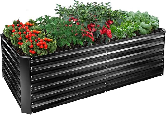 EDOSTORY Metal Raised Bed Garden Bed Kit, 6x3x2ft Tall Galvanized Planter Raised Garden Boxes Outdoor, Large Metal Raised Garden Beds for Flowers, Vegetables, Herbs EDOSTORY
