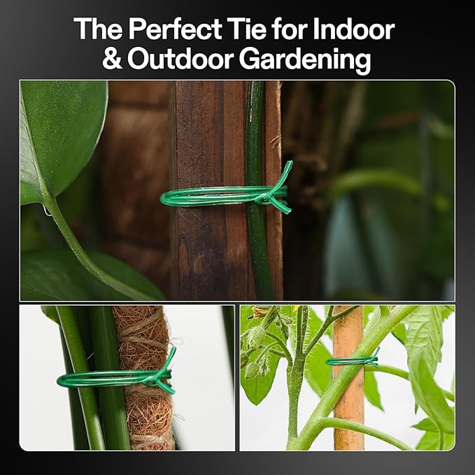 VIVOSUN Twist Ties, 328 ft (100m) PE-Coated Green Plant Ties with Cutter, Reusable & Flexible Tomate Ties for Plant Support, Indoor Outdoor Gardening, Cable Management, Home Office Organization VIVOSUN