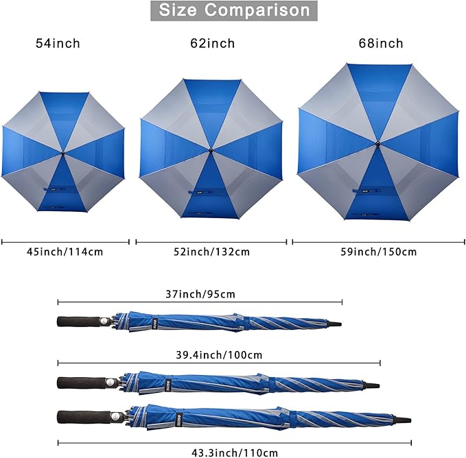 G4Free 47/54/62/68/72 Inch Automatic Open Golf Umbrella Oversize Extra Large Double Canopy Vented Windproof Waterproof Stick Umbrellas G4Free