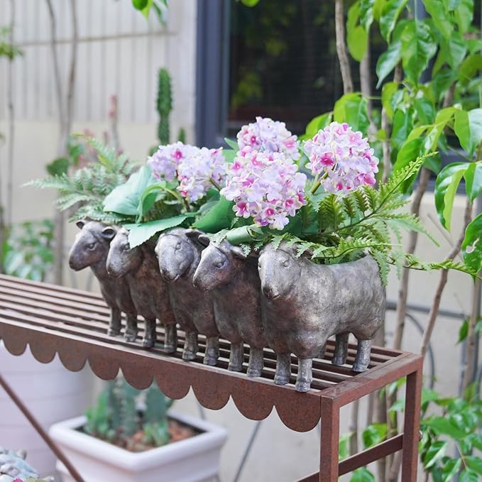Newman House Studio Resin Sheep Planter Succulent Pot - Creative Animal Garden Pots for Home Garden Office Desktop Decoration 13 * 7.2 * 5.5 Inch NewmanHouseStudioLLC