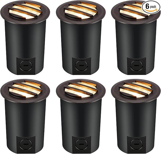 [6 Pack]CLOUDY BAY 9W Low Voltage Landscape Lights,LED Well Lights,Grated Top,12V-24V Waterproof Outdoor,2700K/3000K/3500K/4000K/5000K In Ground Lights for Fence Pathway Deck,Transformer Excluded CLOUDYBAY