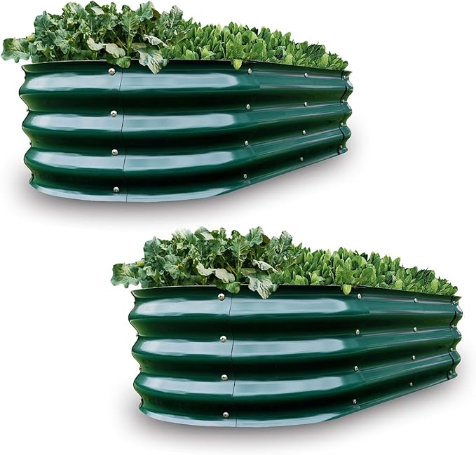 Gardmax 2 Pack Galvanized Raised Garden Bed, Lightweight Planter Boxes Outdoor with Easy Assembly, Large Garden Bed for Vegetables, Fruits, Flower Dark Green ChooseGardmaxforbetterlife