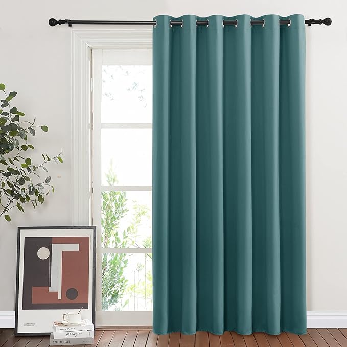 NICETOWN Exterior Room Darkning Curtain for Patio, Thermal Insulated Grommet Sunlight Block Bedroom Divider Room Darkening for Porch/Patio/Sliding Glass Door, Teal, W84 x L95, 1 Panel NICETOWN