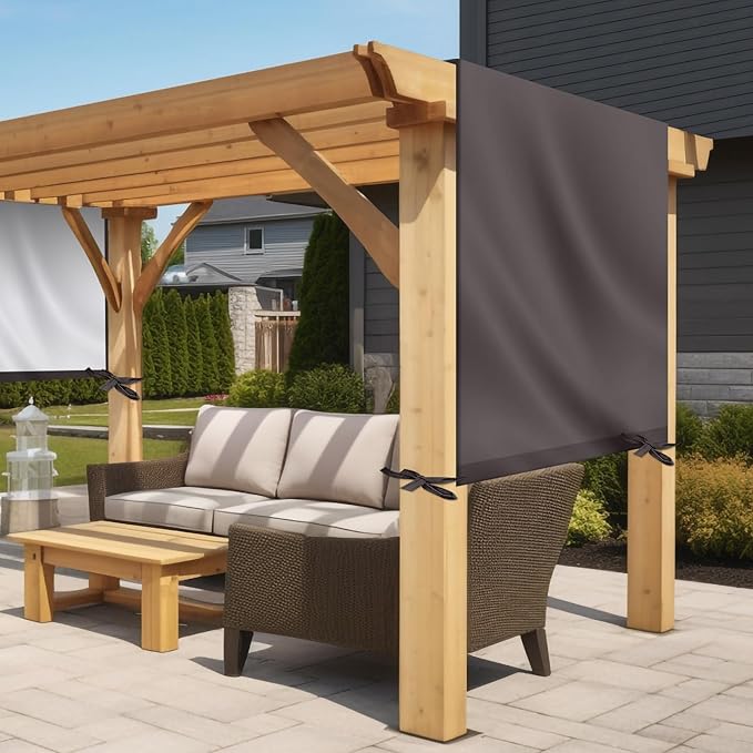 Universal Pergola Replacement Canopy Outdoor Canopy Shade Cover Waterproof Shade Top Cover for Outdoor Patio Porch Backyard(16 x 8 ft,Coffee) Wowangce