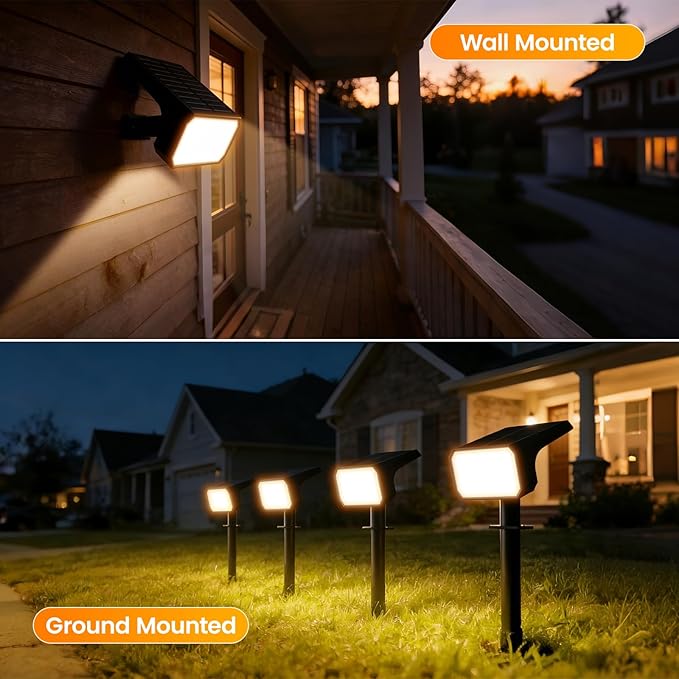 Fabrito Solar Spot Lights Outdoor 10 Pack, [108Leds, 4 Modes] Auto On/Off Spotlights, IP67 Waterproof Landscape Lights for Tree, Yard, Patio, Pool, Pathway, Driveway, Warm White Fabrito