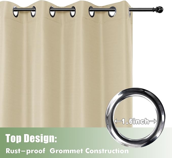 HolidayIdeas Extra Wide Outdoor Curtains for Patio Waterproof, 6 Panels - 110x95 Inches - Weatherproof Privacy Outsides Curtains for Backyard Porch Gazebo, Sunlight & UV Blocking (Cream, Grommet Top) HolidayIdeas