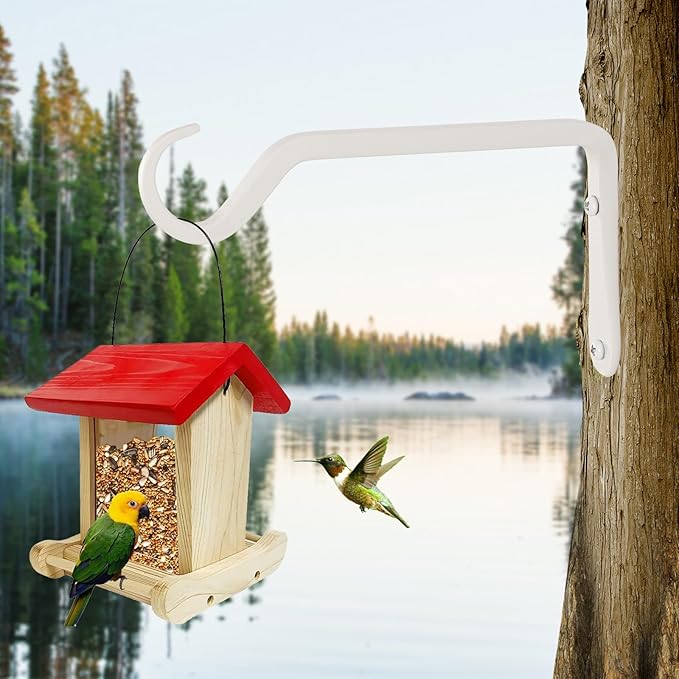 8" Plant Hangers 2-Pack - Heavy Duty Rust-Resistant Steel Hooks for Bird Feeders, Indoor/Outdoor Plants & Wall Decor, White YELOKIE