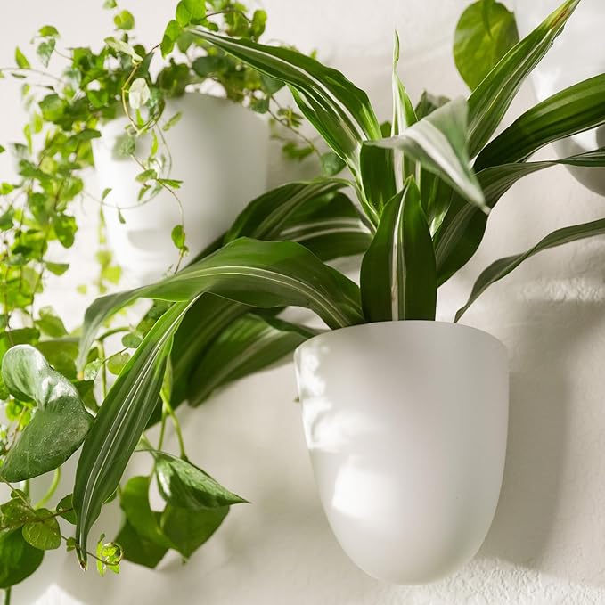 PlantPod Classic - Self-Watering Wall Planters (3, White) - Easy to Water and Install - Lightweight - Design Your Own Vertical Garden - Wall Planters for Indoor Plants MakeGood