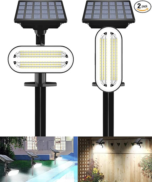 Solar Spot Lights Outdoor, 3 Lighting Modes Landscape Spotlights, IP65 Waterproof Solar Powered Outdoor Lights for Outside Garden Yard Pathway, Cool White, 2 Pack HAARAY
